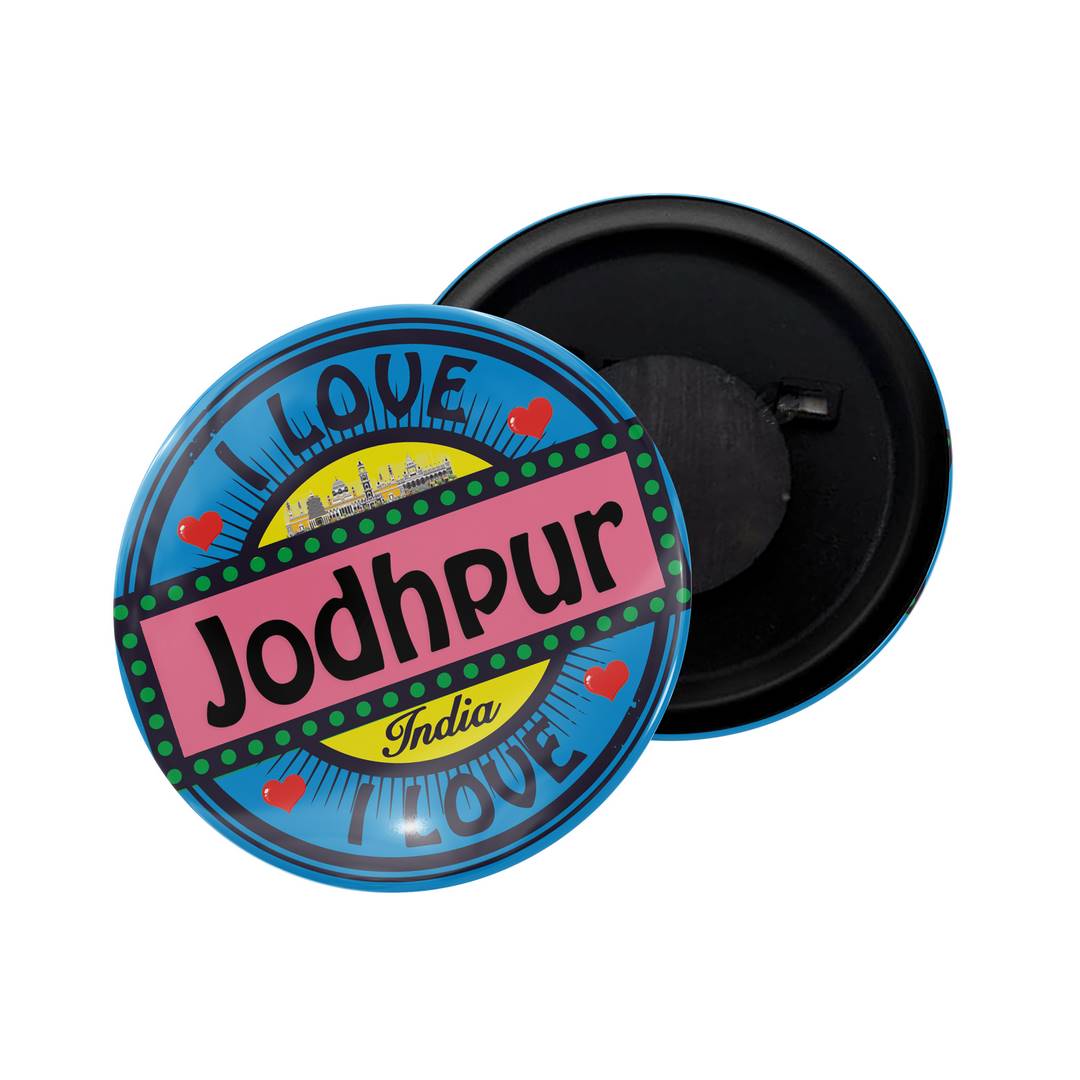 dhcrafts Fridge Magnet Multicolor I Love Jodhpur Glossy Finish Design Pack of 1 (58mm)
